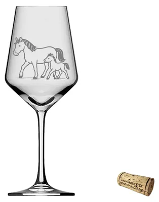 Produktbild von Exoda Weinglas Pferd mit Fohlen Gravur 1 Stück 350ml spülmaschinenfest