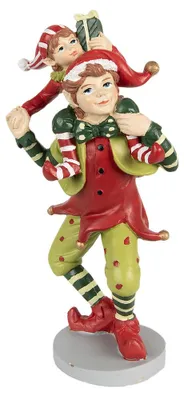 Produktbild von Clayre & Eef Weihnachtsdekorationsfigur Elf 19 cm Rot Grün Polyresin