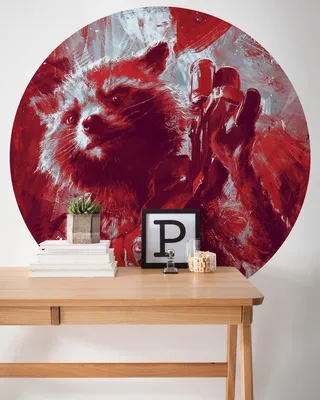 Produktbild von Komar Vlies Fototapete rund und selbstklebend "Avengers Painting Rocket Raccoon" - Größe: 128 x 128 cm (Breite x Höhe) - 1 Stück