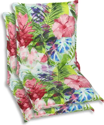 Produktbild von GO-DE Textil, Sesselauflage Niederlehner, 2er Set, Farbe: gruen, Maße: 100 cm x 50 cm x 7 cm, Rueckenhoehe: 52 cm