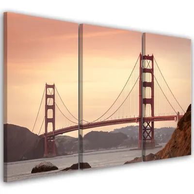 Immagine prodotto di Trittico su tela città e architettura - arancione 60x40 cm Feeby arancione quadro da parete pronto per essere appeso