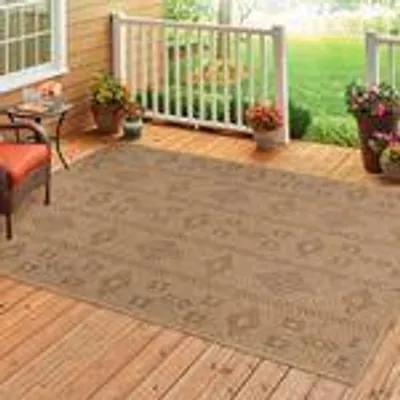 Produktbild von Homebyhome Indoor Outdoor-Teppich Flachgewebe Natürlicher Sisal Look Wetterfest Wohnzimmer Balkon Küche Terrasse Boho Design Grösse: 280x370 cm