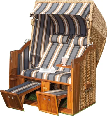 Produktbild von Sonnenpartner Classic Team 2-Sitzer Strandkorb Halbliegemodell hyazinth/anthrazit