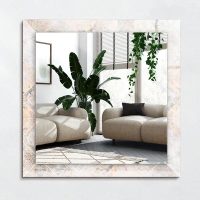Zdjęcie produktu dla Płytki z wzorami – Lustro Prostokątne z Printem 60x60 cm – Nowoczesne –Replika acyjne Na Ścianę