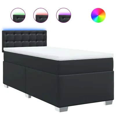 Produktbild von vidaXL Boxspringbett mit Matratze Schwarz 90x190 cm Kunstleder