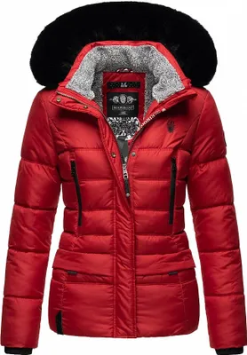 Produktbild von Marikoo Loveleen Damen Winter Steppjacke mit Kapuze Parka Mantel Winterjacke Rot Gr. 36 - S