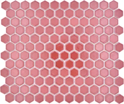 Produktbild von Keramik Mosaik Hexagon Bordüreauxrot glänzend Mosaikfliese Wand Fliesenspiegel Küche Bad MOS11H-0910_f
