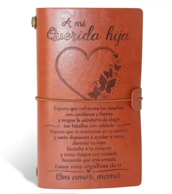 Image de Journal intime pour filles, carnet de voyage, bloc-notes avec couverture en cuir synthétique, 120 pages, design rétro