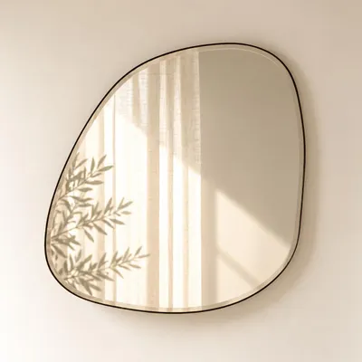 Produktbild von Indore Home - Spiegel Pearl - Organische Form - 80cm x 70cm - Schwarz - Wandspiegel