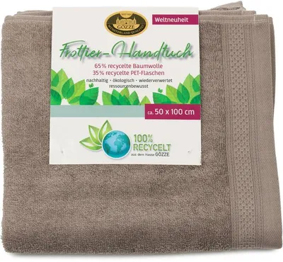 Produktbild von GÖZZE Frottierserie aus recycelten Materialien weiches saugfähiges nachhaltiges Duschtuch Taupe 70 x 140 cm