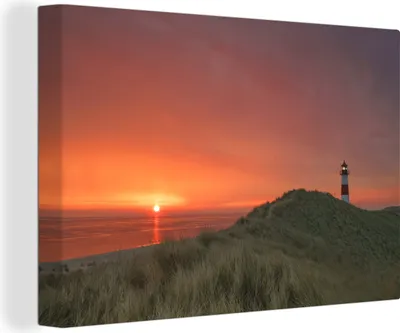 Produktbild von OneMillionCanvasses® - Leinwandbilder - 140x90 cm, Deutschland - Leuchtturm - Wattenmeer, Wandbilder Kunstdruck Wanddekoration