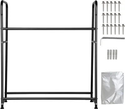 Obrázok produktu pre Regál na pneumatiky, stojan na 8 pneumatík, 2 úrovne, výškovo nastaviteľný, nosnosť do 180 kg, s ochranným krytom, vhodný do garáže alebo dielne