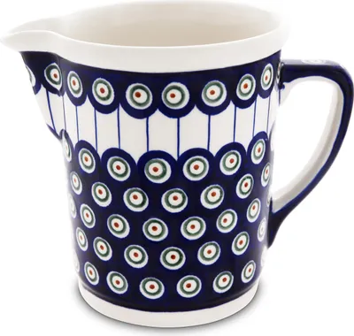 Produktbild von Original Bunzlauer Keramik großer 1 Liter Krug Kanne Karaffe Pitcher - Spülmaschinen- und Mikrowellengeeignet - Handbemalt Nachbildung 8
