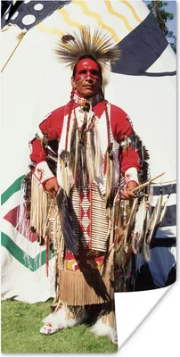 Produktbild von MuchoWow® Poster Ein Indianer vor einem Tipi 80x160 cm - Kinderzimmer