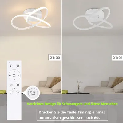 Produktbild von ZMH LED Deckenleuchte Dimmbar mit Fernbedienung Deckenlampe 40CM 33W Modern Weiß Geometrie Design Lampe für Wohnzimmer Schlafzimmer Küche Flur