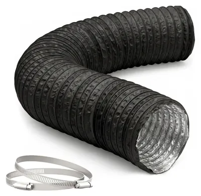 Immagine prodotto di Tubo di sfiato flessibile nero, 5 m - 100 mm, in PVC e alluminio