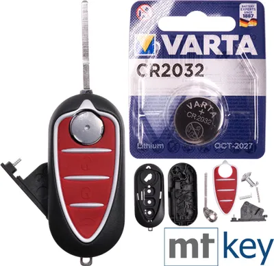 Produktbild von Repair Reparatur Satz Auto Schlüssel Austausch Gehäuse mit 3 Tasten + Rohling + Batterie kompatibel mit Alfa Romeo Mito 2008-2013