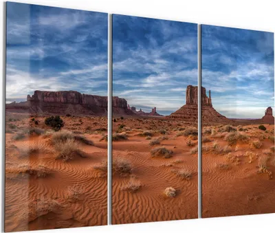 Produktbild von DEQORI Glasbild Echtglas 3x50x100 cm 'Horizontlinien der Wüste' Wandbilder XXL groß