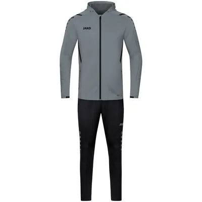 Produktbild von Jako Challenge Trainingsanzug Polyester Mit Kapuze Damen - Steingrau / Schwarz  | Größe: 42