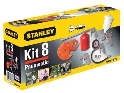 STANLEY Lackierpistolen-Set 8-teilig mit Druckluftpistolen und Zubehör
