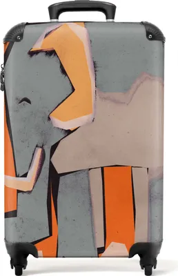 Produktbild von NoBoringSuitcases.com® Koffer Handgepäck Trolley Rollkoffer Kleine Reisekoffer mit 4 Rollen - Elefant - Kinder - Pastell - Orange - Tiere - Cabin Size < 55x40x23 cm & 55x40x20 cm - Fotokoffer - Kabinenkoffer - BoardgepäckHandgepäck Koffer 55x35x20 cm, 36L,