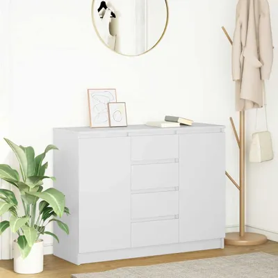 Image de vidaXL Sideboard avec tiroirs blanc 100,5x35x76 cm Bois composite