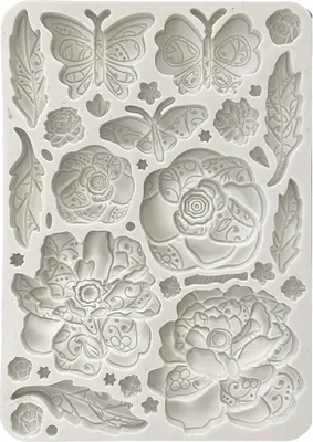 Image de Moule en silicone - Stamperia - Papillons et fleurs en dentelle ancienne