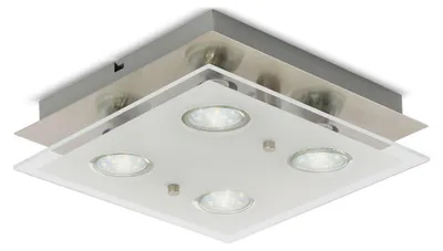 Produktbild von B.K.Licht LED Deckenleuchte Nickel matt quadratisch 25cm 4 x 3W GU10 1000lm warmweiß 3000K
