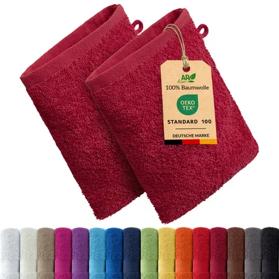 Produktbild von 2er-Set ARIZONA Handtuch-Serie von AR Line – 100% Baumwolle, 500 g/m², 2er-Set Waschhandschuhe 15x21 cm, Farbe: Burgund