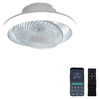 Image de Ventilateur de plafond, flux d'air pivotant à 360°, télécommande via application, lampe ventilateur intelligente