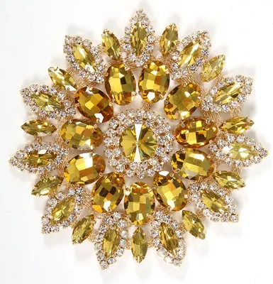Produktbild von Kristallglas Strasssteine ​​Dekoration DIY -Kleidung Frauen Accessoires 11 cm (Gelbgoldene Basis)