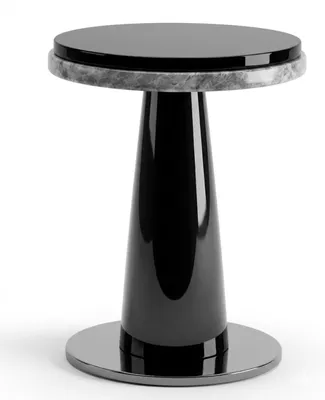 Obrázok produktu pre Beistelltisch Schwarz Glas Edelstahl Marmoroptik Rund Nachttisch