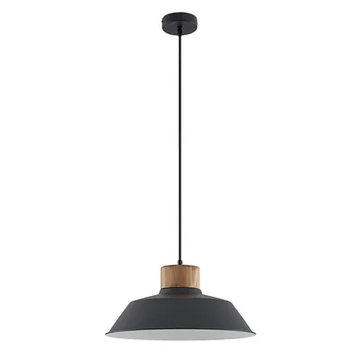 Produktbild von Lindby Hängeleuchte Nefeli, Ø 42 cm, schwarz, Holz, Metall