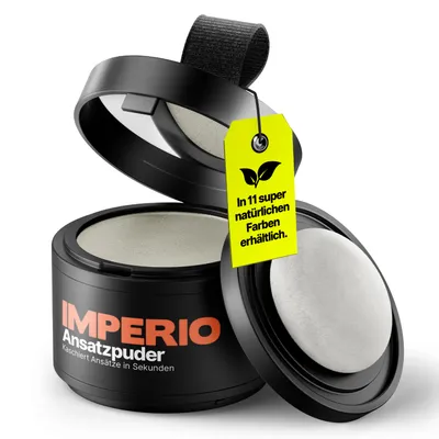 Produktbild von IMPERIO Ansatzpuder - Haar Concealer zur Haarverdichtung für Frauen und Männer, wasserfestes Haar Make-up zum Ansatz kaschieren - 4g (hellgrau)