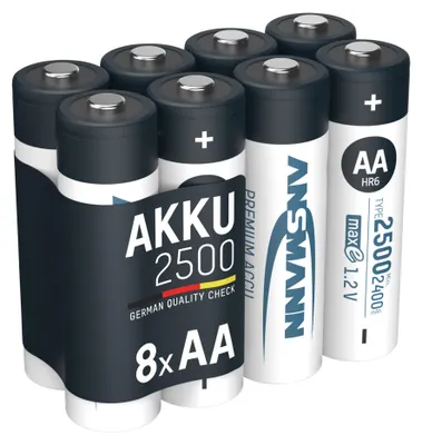 Produktbild von ANSMANN Akku Mignon AA 2500mAh 1,2V NiMH, 8 Stück