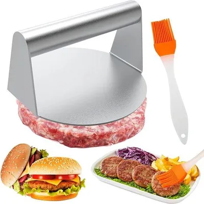 Immagine prodotto di Stampo rotondo per hamburger, acciaio inossidabile, 14 cm, stampo rotondo per hamburger, stampo per polpette di hamburger, accessori per barbecue, stampo per hamburger per preparare deliziosi hamburger, polpette, barbecue, tagliagrasso