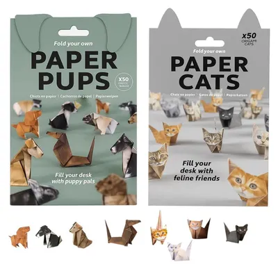 Image de Kit d'origami comprenant 2 livres et 50 feuilles de papier avec des instructions pour réaliser des chats en origami