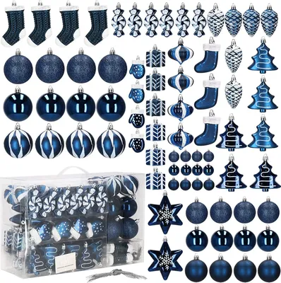 Immagine prodotto di Bignè di Natale Bignè dell'albero di Natale Bignè dell'albero di Natale 77 pezzi decorazione - blu scuro