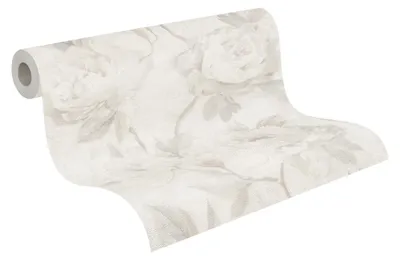 Produktbild von A.S. Création Rosen-Vliestapete – Grau, Weiß – 10,05 x 0,53 m