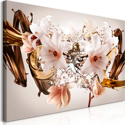 Produktbild von Wandbild Mega XXXL Abstrakt 250x125 cm Einteiliger XXL-Format Kunstdruck zur Selbstmontage Leinwandbilder moderne Bilder DIY Wanddekoration Wohnung Deko Blumen Lilien Pflanzen b-C-0762-ak-e