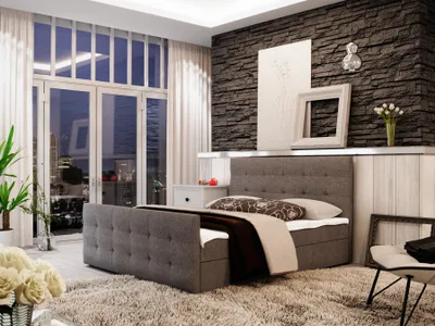 Produktbild von Boxspringbett Bett HUGO -Variante B- 140x200cm Grau inkl.Bettkasten