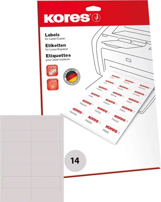 Immagine prodotto di Etichette universali Kores 105 x 42,3 mm bianche 350 etichette su 25 fogli A4