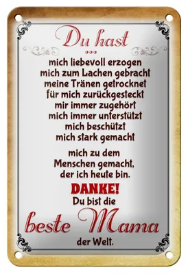 Produktbild von Blechschild Spruch 12x18cm Danke du bist die Beste Mama