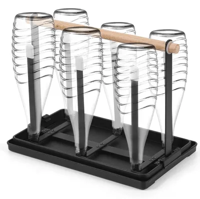 Produktbild von Flaschenhalter für SodaStream, Flaschenabtropfer, Metallflaschenhalter für 6 Flaschen, Becherhalter mit Abtropfschale und Flaschen- und Bechertrockner