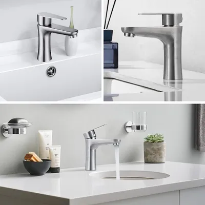 Produktbild von Kaltwasserhahn mit Einhebelmischer und 60 cm Anschlussleitung für Gästetoilette - Kleiner Hahn für Kaltwasser - Armatur für Badezimmer und Gästetoilette