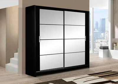 Produktbild von Masseno Schiebetürenschrank KAYN 160/215/61 cm 2-türig mit Spiegel Schwarz