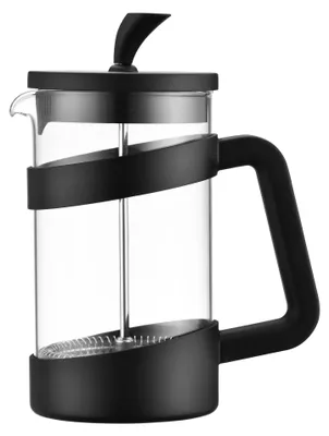 French Press 350 ml, 1 Tasse, Schwarz, Glaskanne