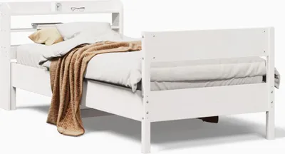 Image de vidaXL Lit en pin massif sans matelas blanc 90x190 cm