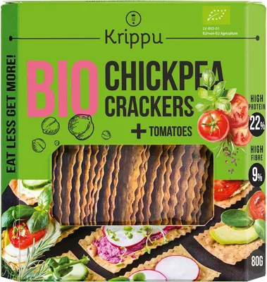 KRAKERSY PROTEINOWE Z CIECIERZYCY Z POMIDOREM BIO 80 g - KRIPPU