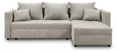 Produktbild von DesimeHome Ecksofa L-Form Schlaffunktion Bettkasten Gästebett 226cm Cremeweiß - universell links/rechts Cord PetFriendly